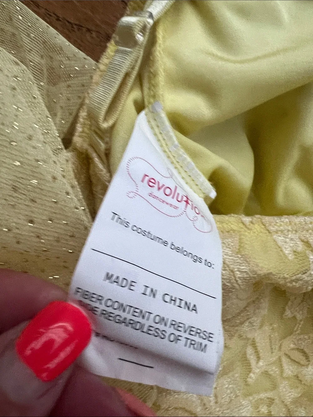 Revolution Yellow Tulle Dance Costume with Sparkle Bodice Child’s Size Large